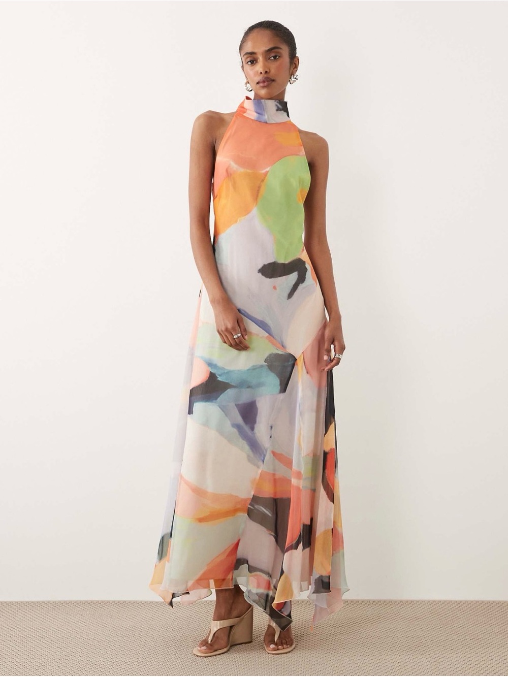 ASOS Multicolor Abstract Print Maxi Dress